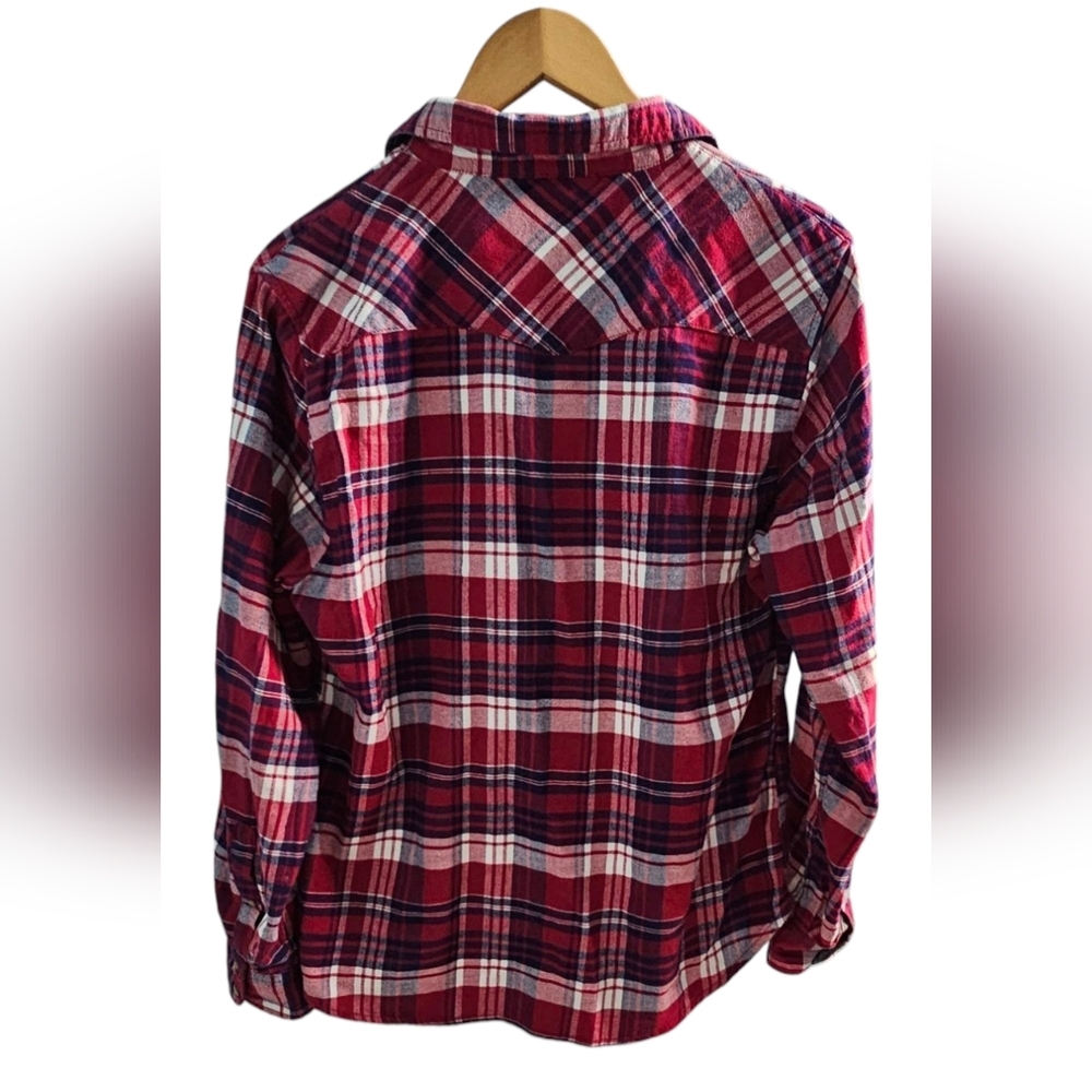Jach's Girlfriend - Long Sleeve Plaid Snap Button Down Collared Cowgirl Vibe - Picture 3 of 8